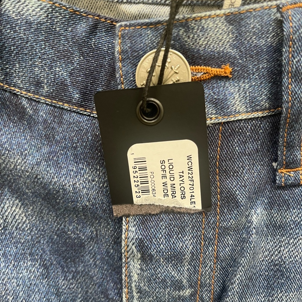 RAG & BONE NWT $325 blue jeans Liquid Miramar Sofie Wide Leg in Taylors size 27 - Picture 4 of 10